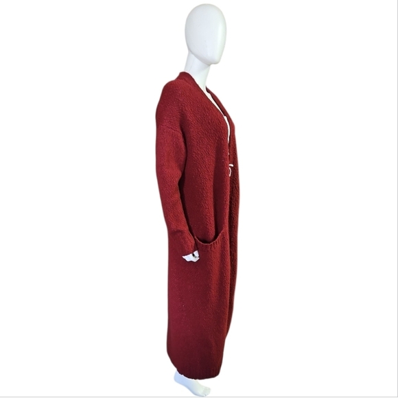 CO | Longline Red Chunky Knit Duster Cardigan Size Large - Picture 3 of 7
